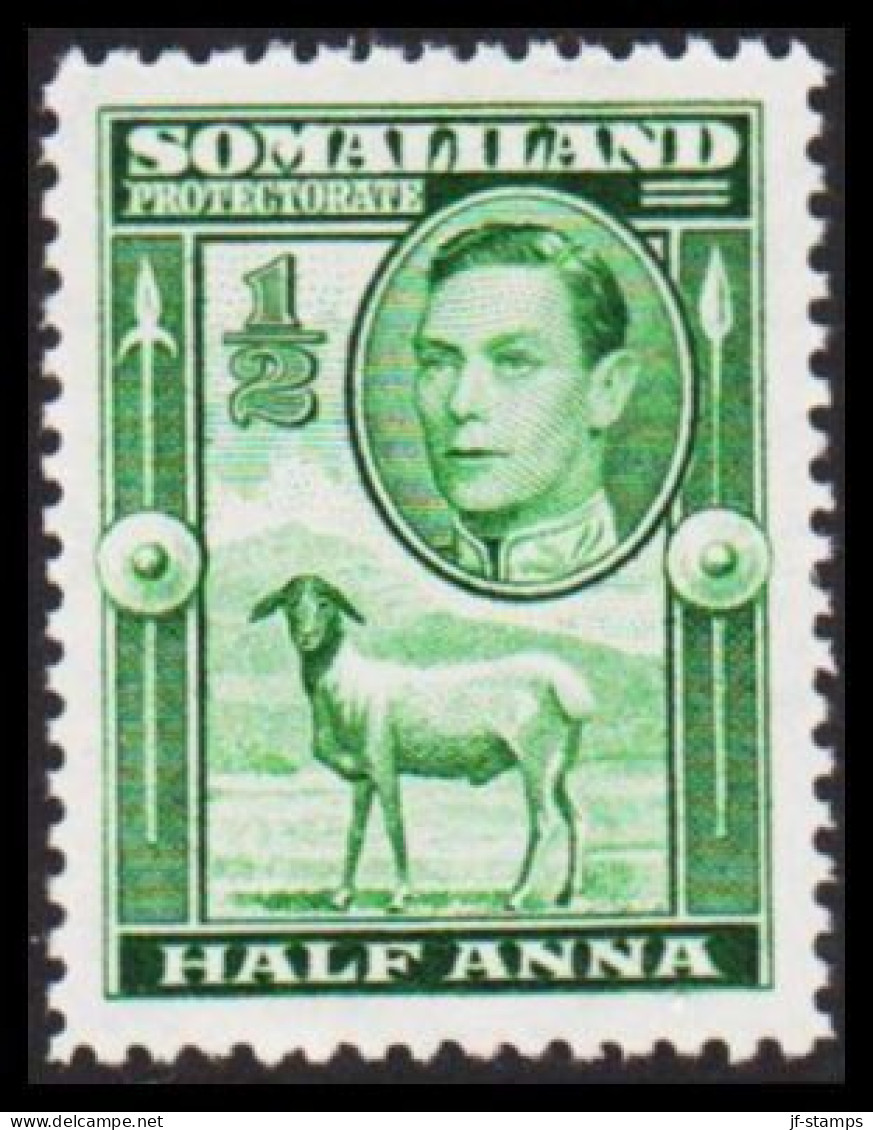 1938. SOMALILAND PROTECTORATE. Georg VI ½ ANNA Sheep.  Very Lightly Hinged. (Michel 77) - JF542537 - Somaliland (Protettorato ...-1959)