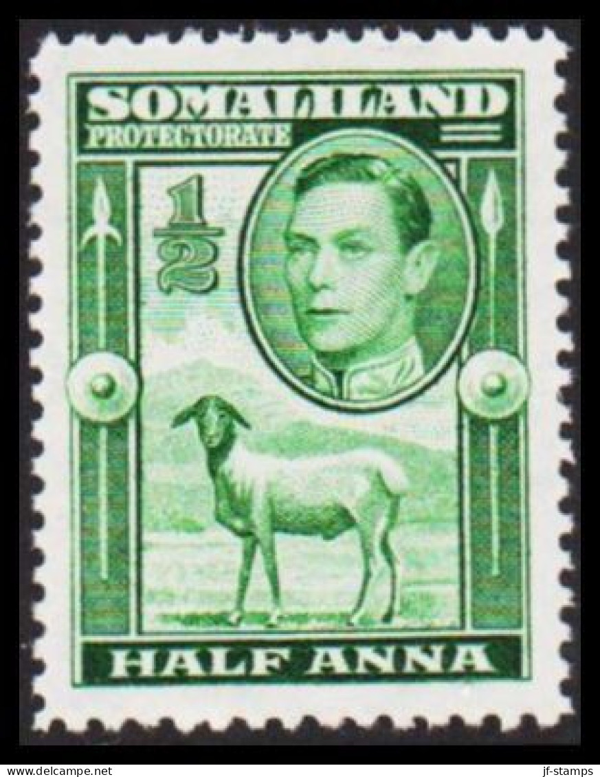 1938. SOMALILAND PROTECTORATE. Georg VI ½ ANNA Sheep.  Very Lightly Hinged. (Michel 77) - JF542537 - Somalilandia (Protectorado ...-1959)