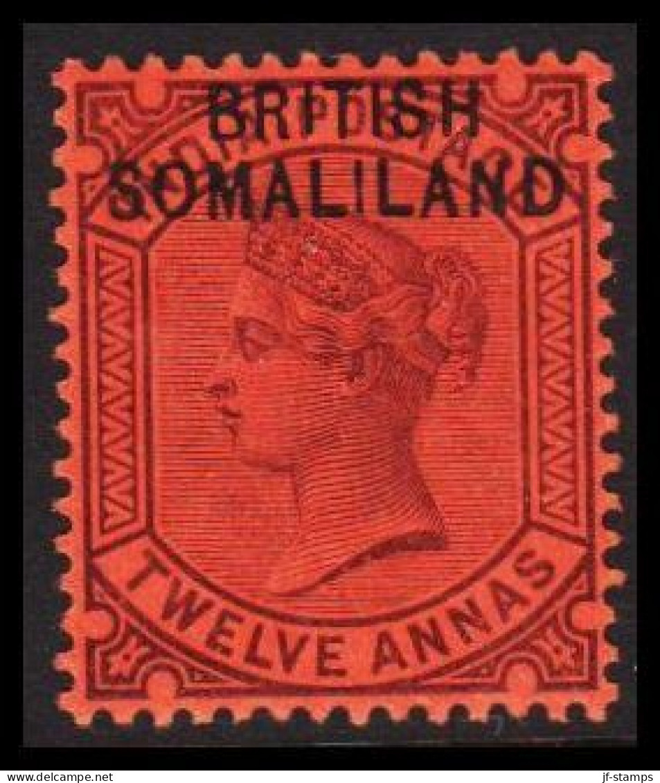 1903. BRITISH SOMALILAND. Overprint On TWELVE ANNAS VICTORIA INDIA POSTAGE. Hinged. (Michel 9) - JF542548 - Somaliland (Protectorat ...-1959)