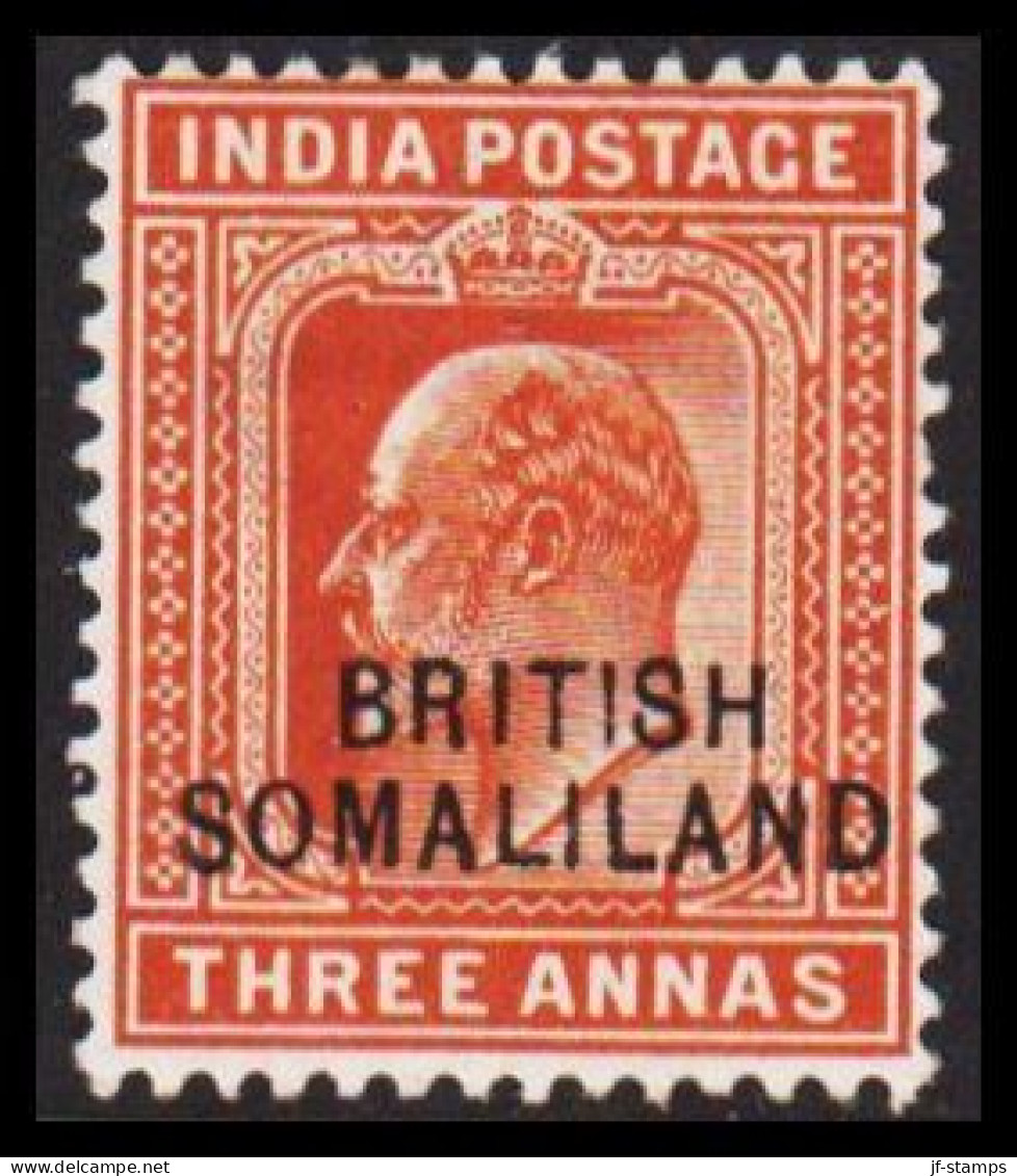 1903. BRITISH SOMALILAND. Overprint On Edward VII. THREE ANNAS INDIA POSTAGE. Hinged. (Michel 17) - JF542553 - Somaliland (Protettorato ...-1959)