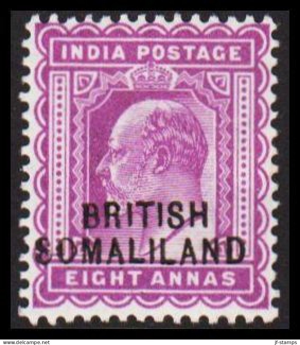 1903. BRITISH SOMALILAND. Overprint On Edward VII. EIGHT ANNAS INDIA POSTAGE. Hinged. (Michel 19) - JF542555 - Somalilandia (Protectorado ...-1959)