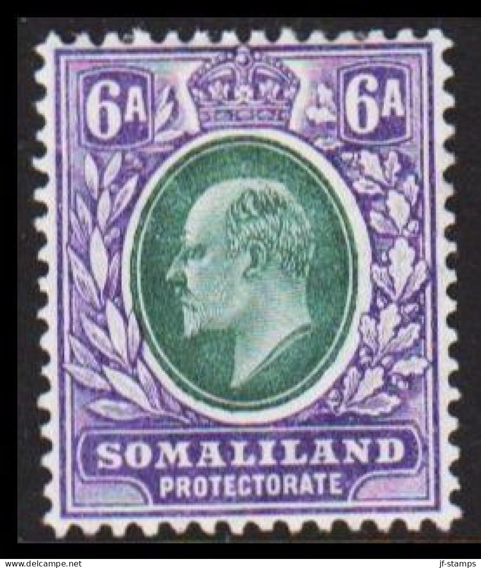 1904. SOMALILAND PROTECTORATE. Edward VII. 6 A Hinged. (Michel 26) - JF542564 - Somaliland (Protettorato ...-1959)