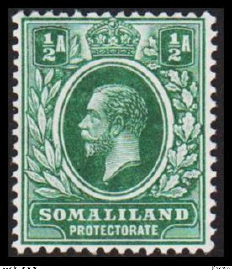 1912-1919. SOMALILAND PROTECTORATE. Georg V. ½ A Hinged. (Michel 44) - JF542566 - Somalilandia (Protectorado ...-1959)