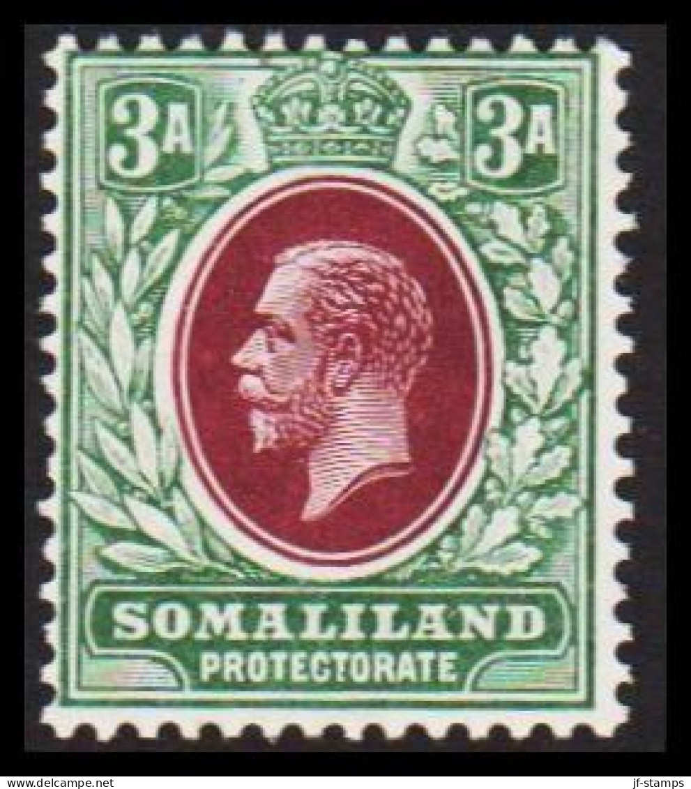 1912-1919. SOMALILAND PROTECTORATE. Georg V.  3 A Hinged. (Michel 48) - JF542570 - Somaliland (Protectoraat ...-1959)