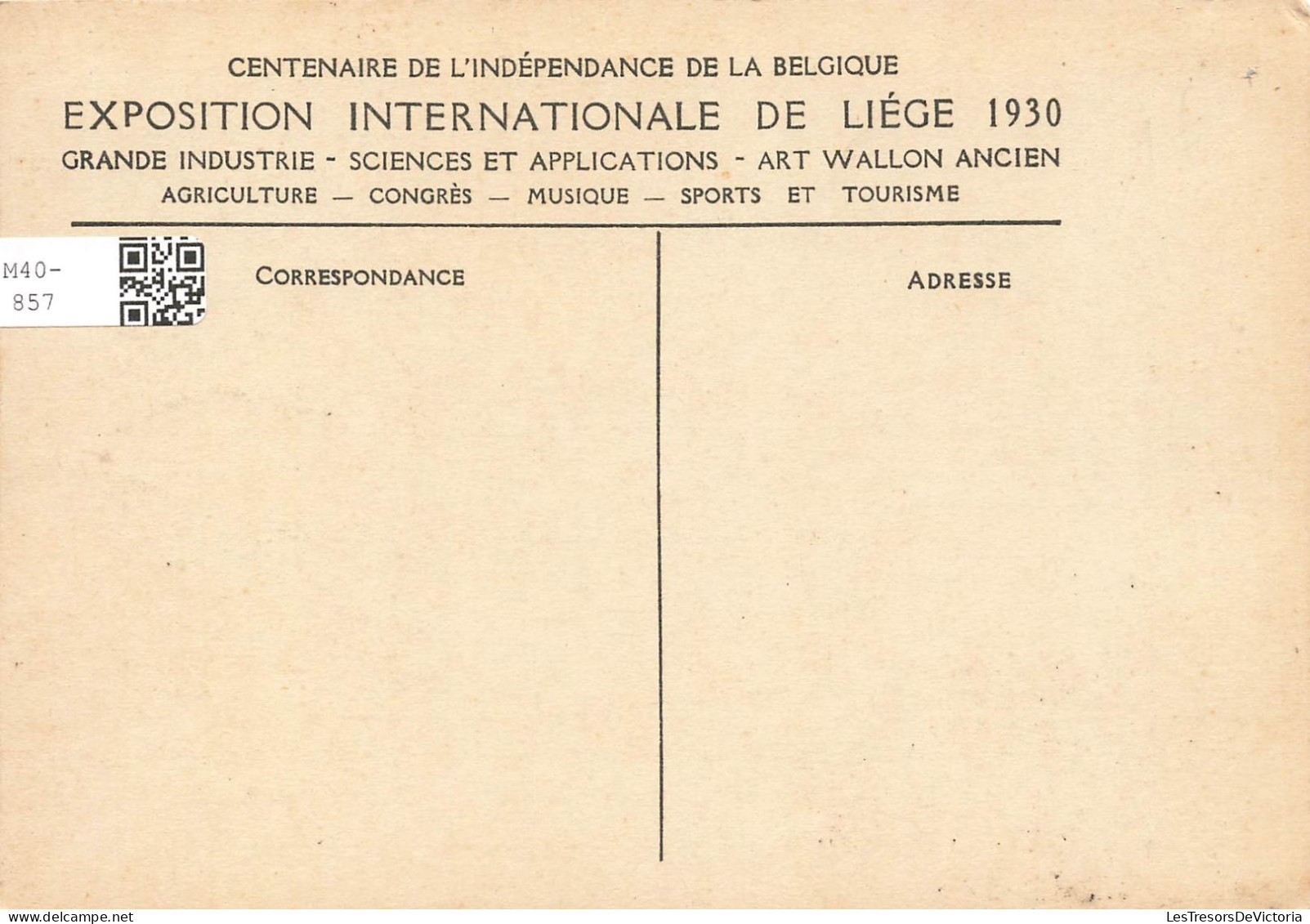 BELGIQUE - Exposition Internationale De Liège 1930 - Palais Du Verre Et De La Céramique - Carte Postale Ancienne - Luik