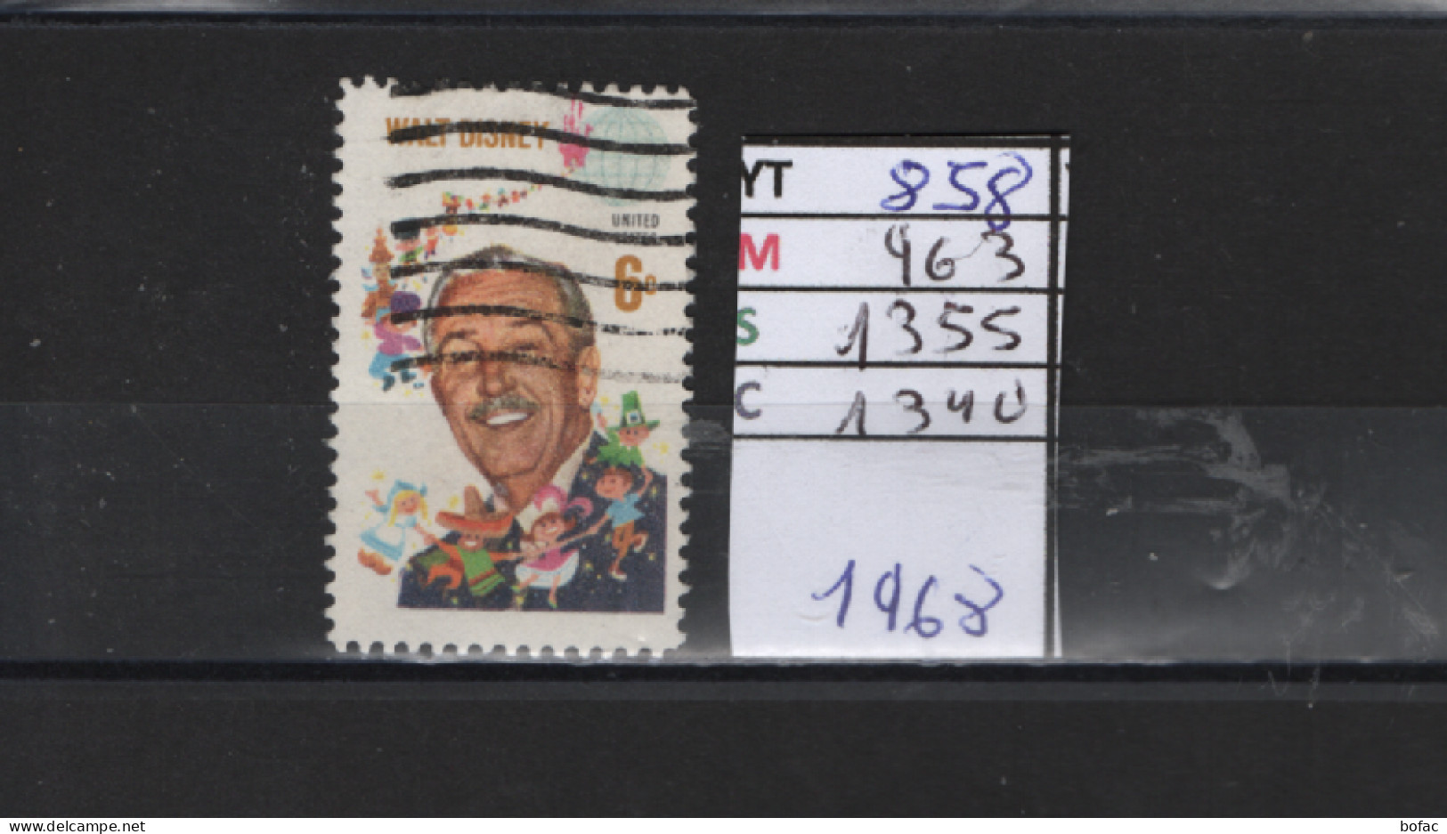 PRIX FIXE Obl 858 YT 963 MIC 1355 SCO 1340 GIB Walt Disney 1968  Etats Unis  58A/12 - Gebraucht