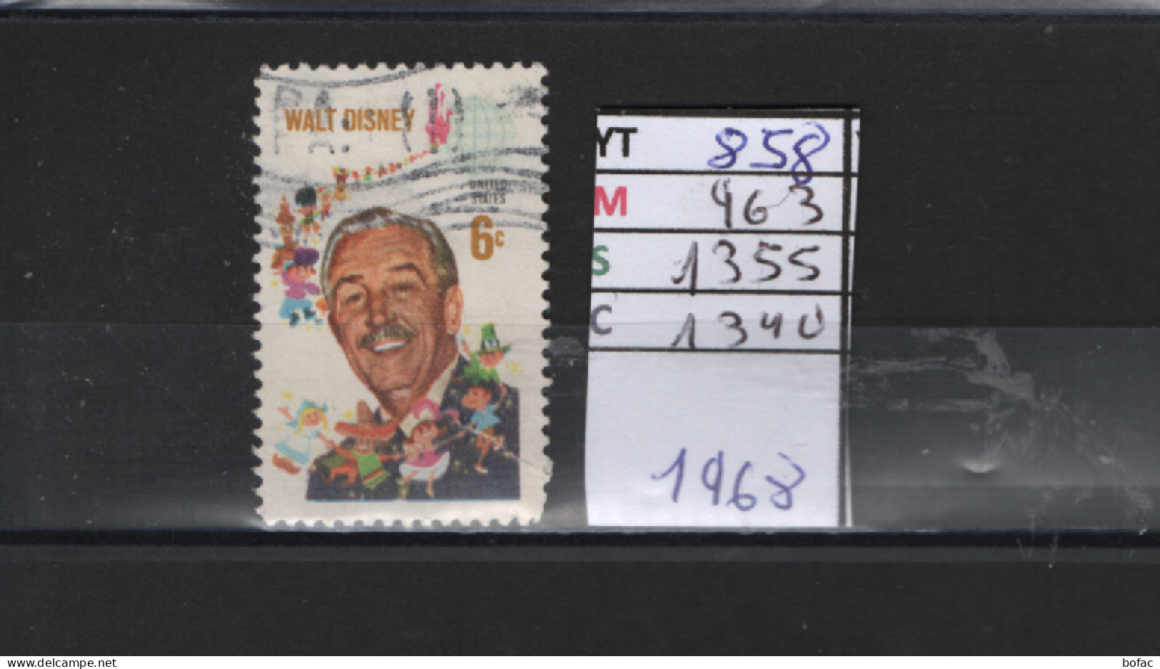 PRIX FIXE Obl 858 YT 963 MIC 1355 SCO 1340 GIB Walt Disney 1968  Etats Unis  58A/12 - Gebruikt