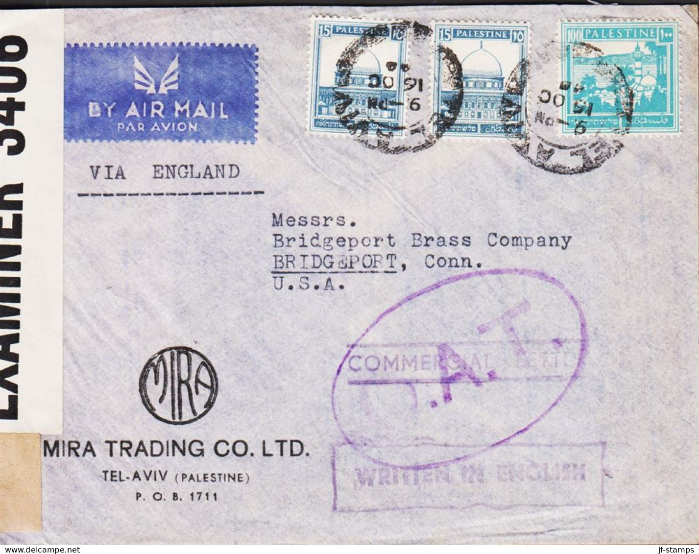 1944. PALESTINE. Country Views And Buildings. 2 Ex 15 (M). And 100 M On Very Unusual AIR MAIL... (Michel 69+) - JF542663 - Palestine