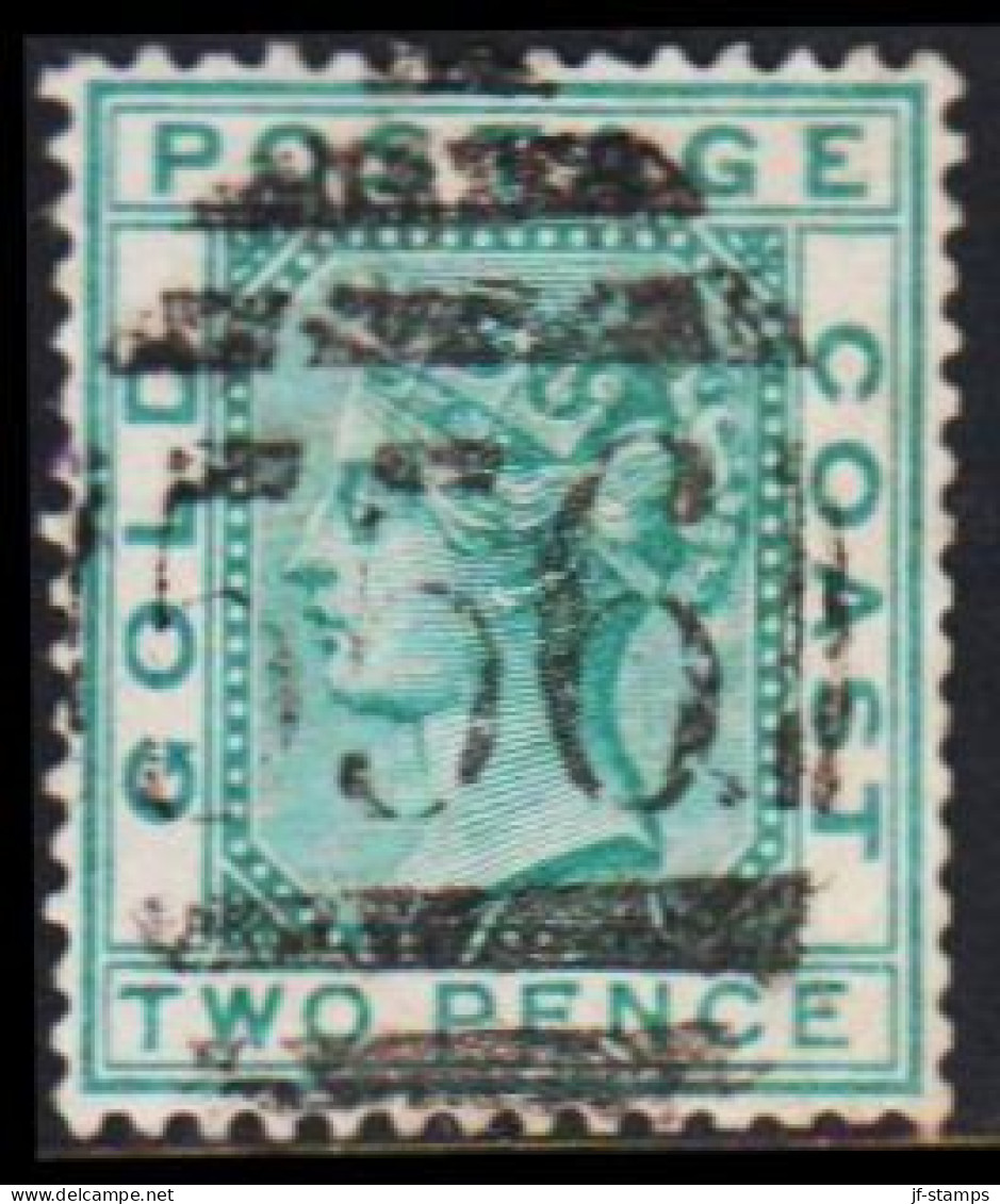 1875-1879. GOLD COAST. Victoria. TWO PENCE Watermark CC. Perf. 14. Beautiful Cancel.  (MICHEL 3 C) - JF542665 - Goldküste (...-1957)