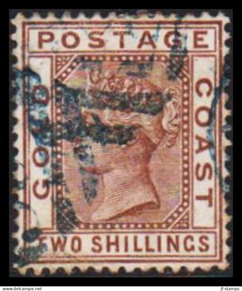 1884-1891. GOLD COAST. Victoria. TWO SHILLINGS Watermark CA. INTERESTING CANCEL. (MICHEL 16) - JF542670 - Costa D'Oro (...-1957)