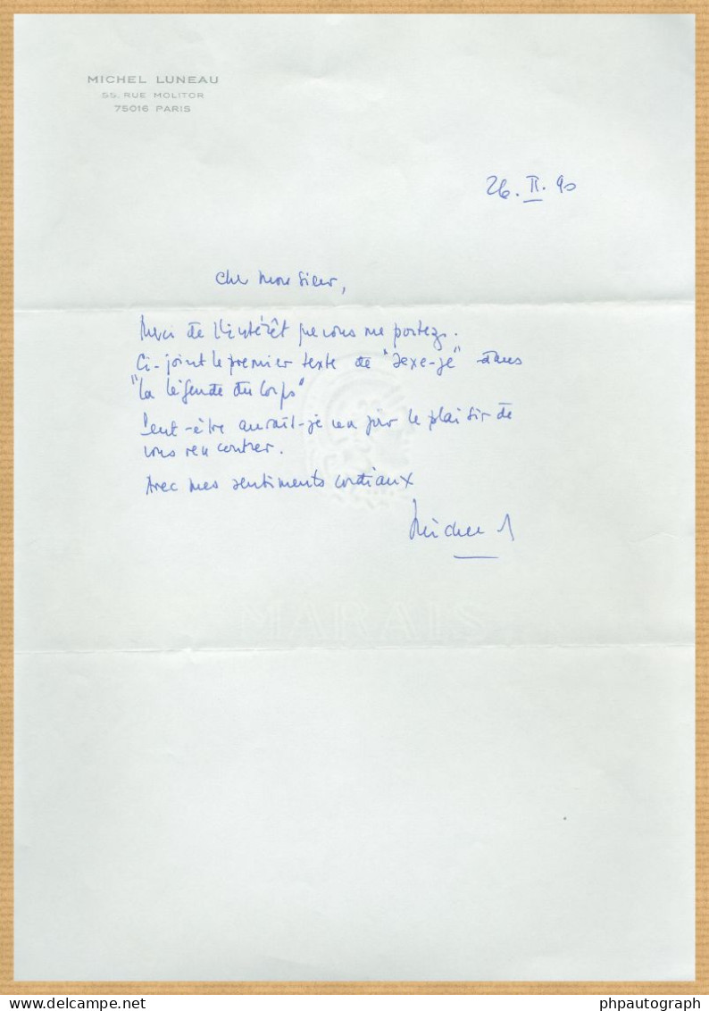 Michel Luneau (1934-2012) - Poète Français - Extrait Manuscrit & Lettre Autographe Signée - Schrijvers