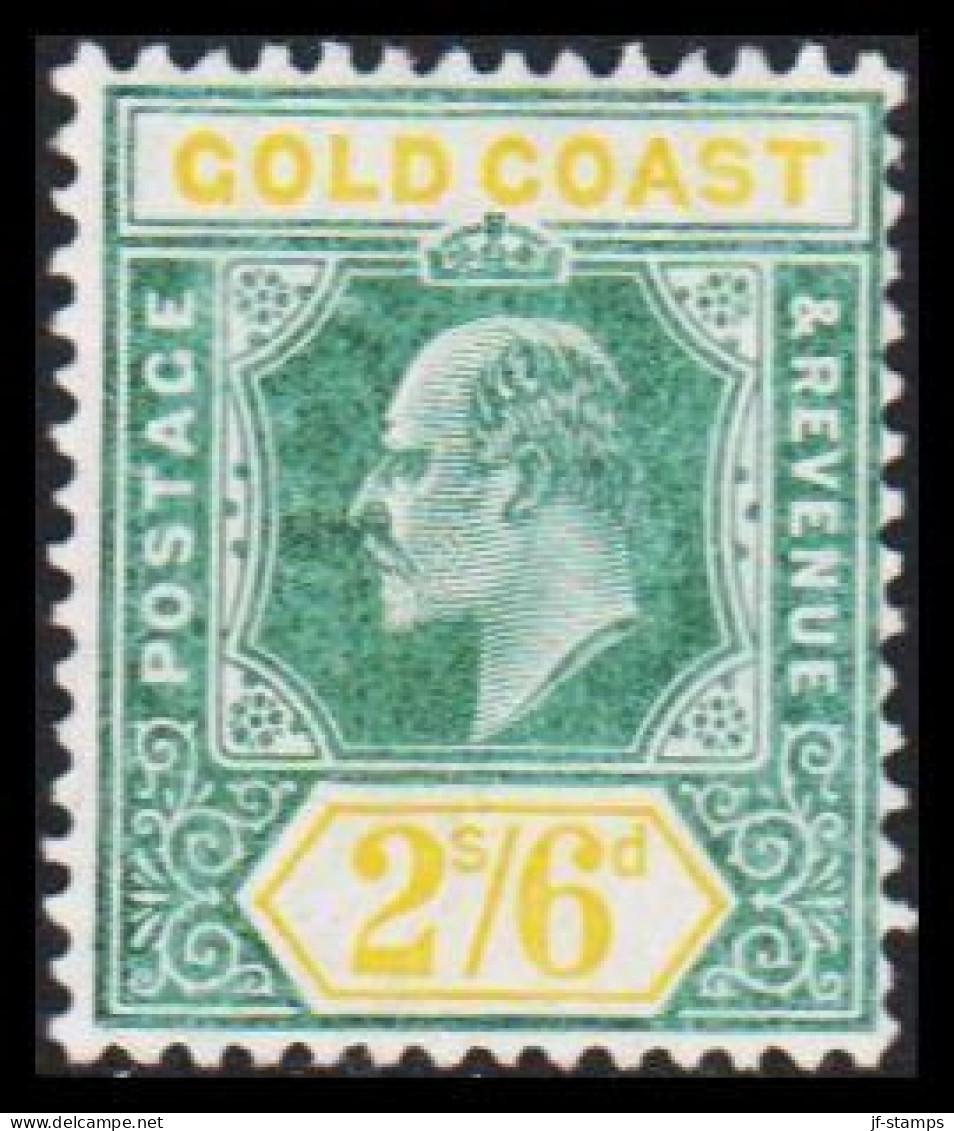 1904-1913. GOLD COAST. Edward VII. 2/6 Watermark CA Multiple. Hinged. (MICHEL 58) - JF542679 - Gold Coast (...-1957)