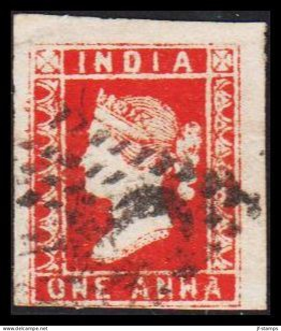 1854. INDIA. Victoria. ONE ANNA. Fine Cancel. Small Thin Spot Reverse. - JF542690 - 1858-79 Crown Colony