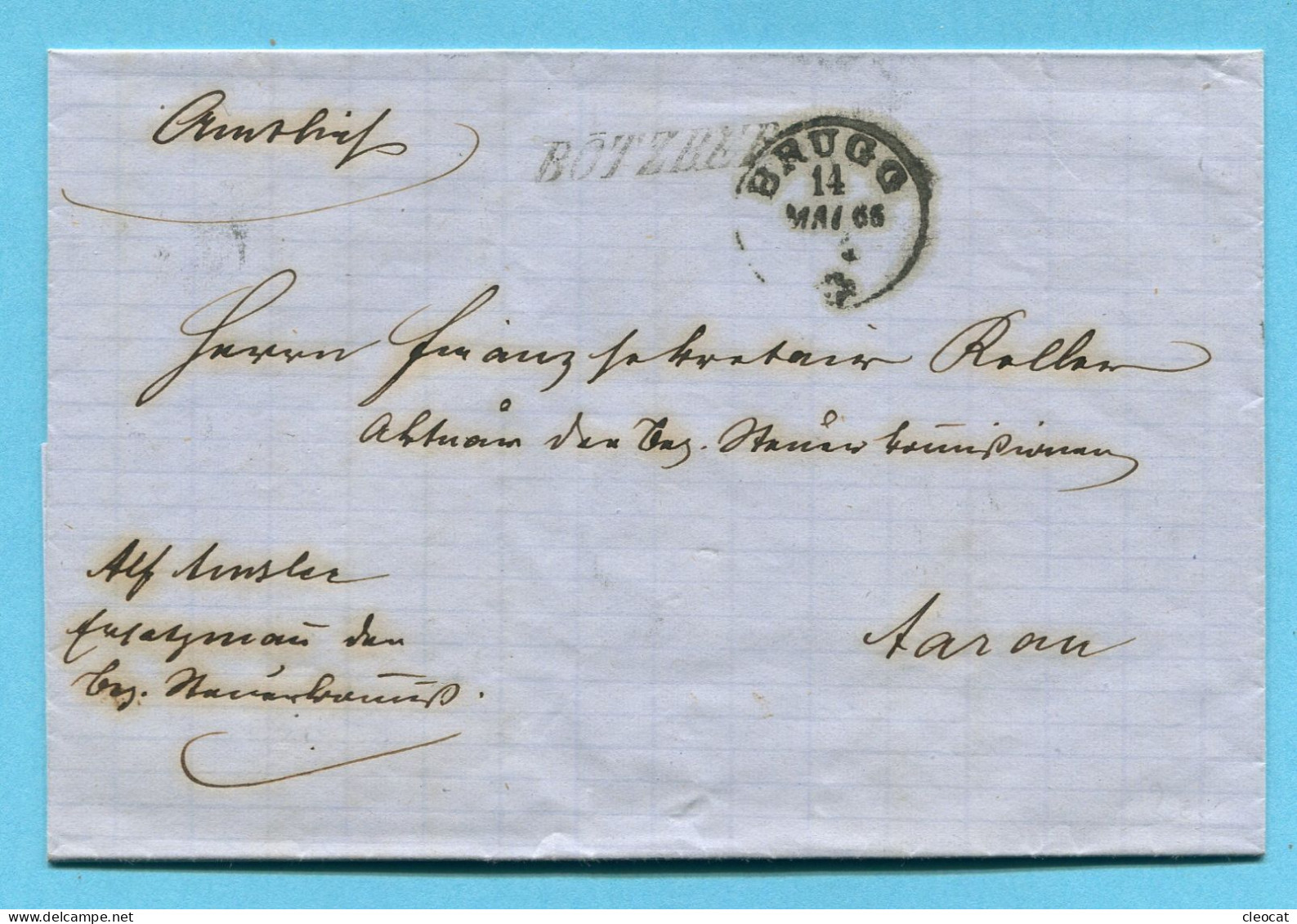 Faltbrief Von Bötzberg Nach Aarau 1866 - ...-1845 Prephilately