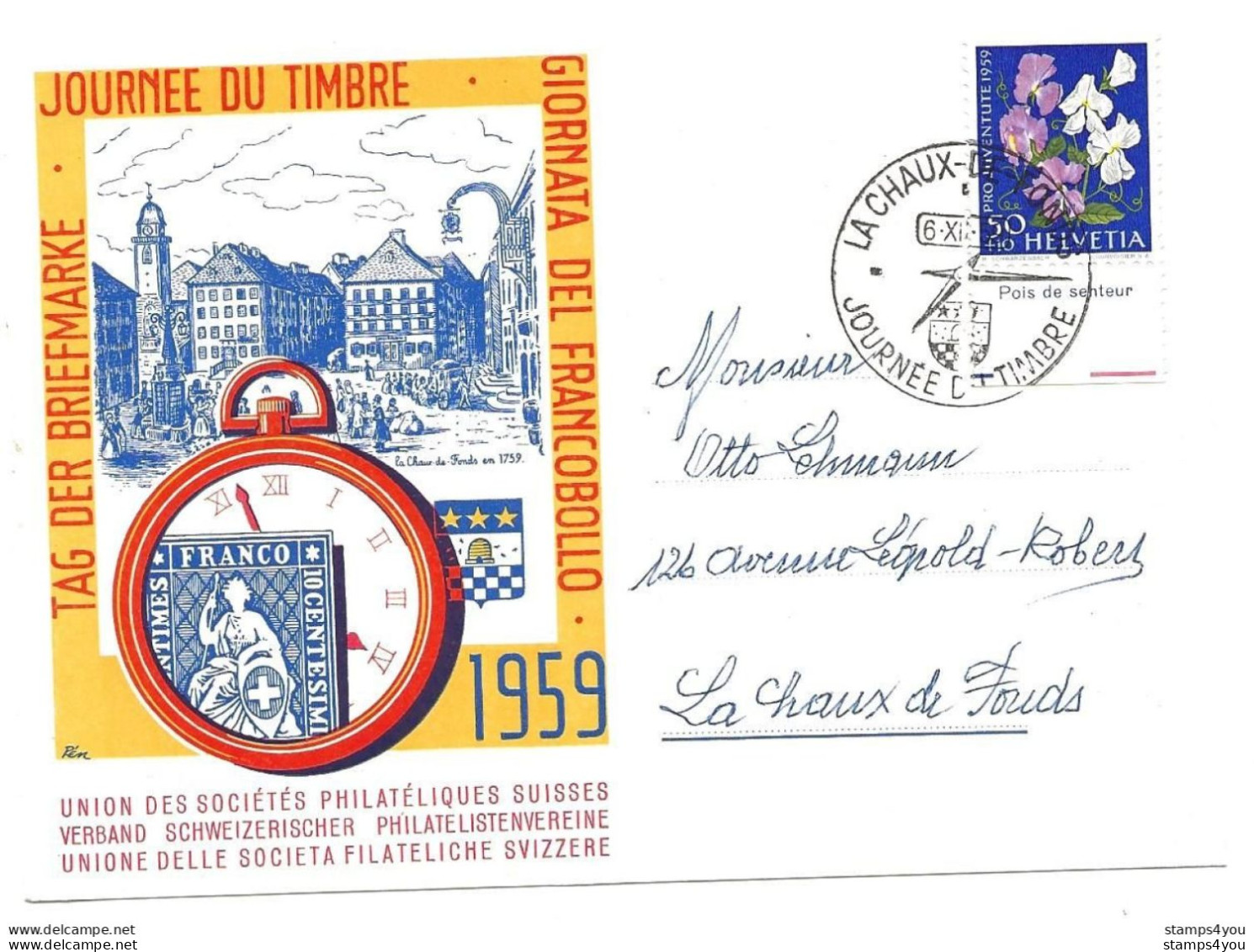 33 - 44 - Carte Journée Du Timbre 1959 Avec Oblit Spéciale - Lettres & Documents