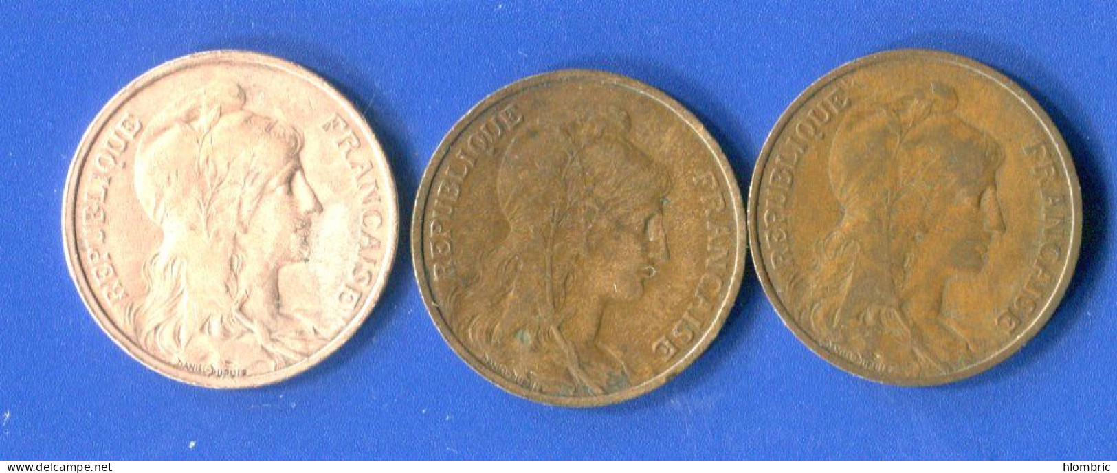 5  Cents  1907 +1908+1909 - 5 Centimes