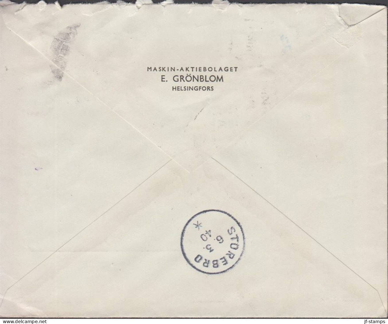 1940. FINLAND. Very Early Censored Cover To Storebro Sverige Cancelled HELSINKI 4.III.40 With... (Michel 221) - JF542808 - Covers & Documents