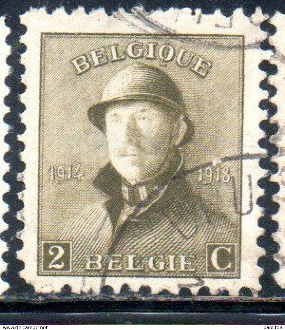 BELGIQUE BELGIE BELGIO BELGIUM 1919 KING ROI ALBERT I IN TRENCH HELMET 2c USED OBLITERE' USATO - 1918 Croix-Rouge