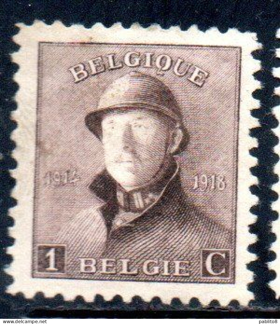 BELGIQUE BELGIE BELGIO BELGIUM 1919 KING ROI ALBERT I IN TRENCH HELMET 1c USED OBLITERE' USATO - 1918 Red Cross