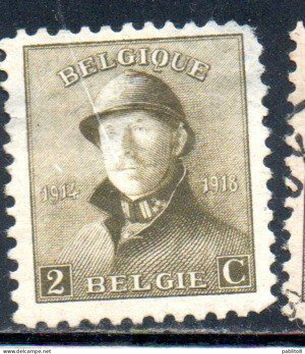 BELGIQUE BELGIE BELGIO BELGIUM 1919 KING ROI ALBERT I IN TRENCH HELMET 2c USED OBLITERE' USATO - 1918 Rode Kruis