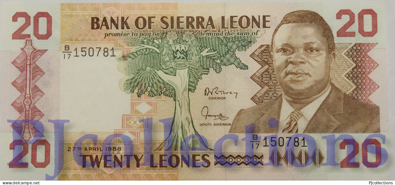 SIERRA LEONE 20 LEONES 1988 PICK 16 UNC - Sierra Leona