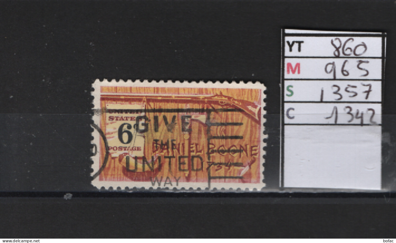 PRIX FIXE Obl  860 YT 965 MIC 1357 SCO 1342 GIB Daniel Boone Trappeur 1968  Etats Unis  58A/12 - Used Stamps