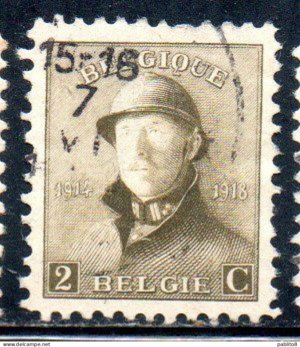 BELGIQUE BELGIE BELGIO BELGIUM 1919 KING ROI ALBERT I IN TRENCH HELMET 2c USED OBLITERE' USATO - 1918 Red Cross