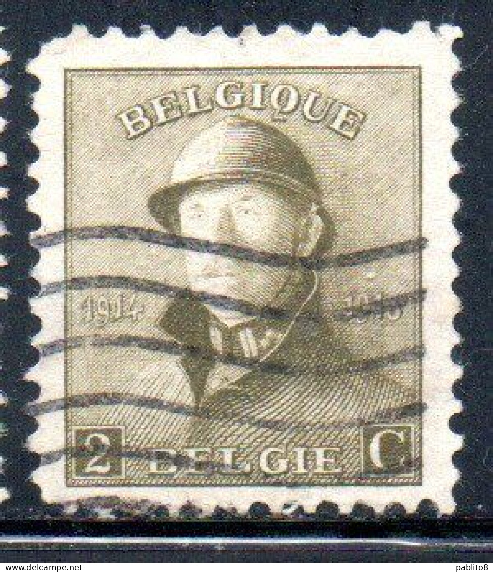 BELGIQUE BELGIE BELGIO BELGIUM 1919 KING ROI ALBERT I IN TRENCH HELMET 2c USED OBLITERE' USATO - 1918 Red Cross