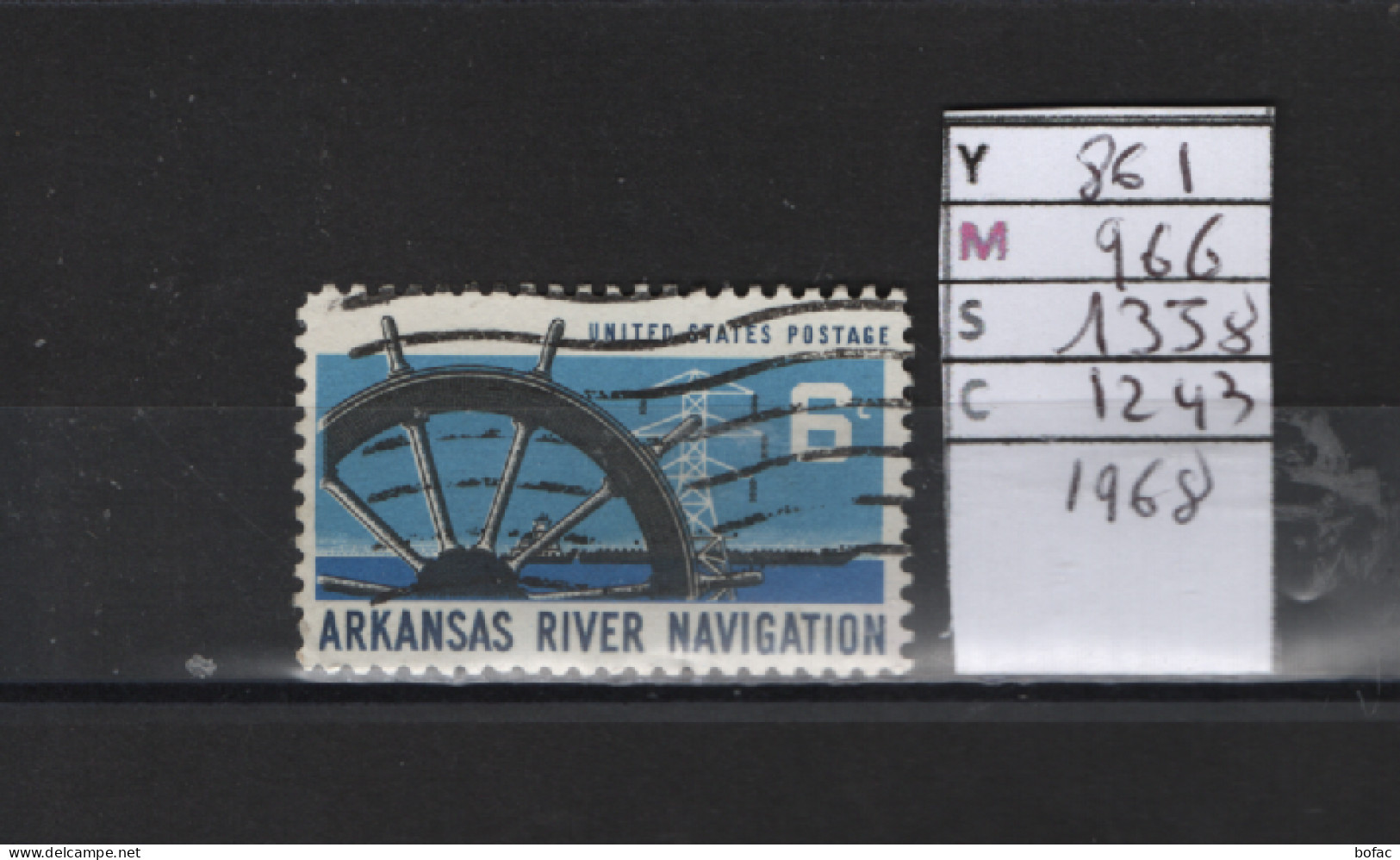 PRIX FIXE Obl 861 YT 966 MIC 1358 SCO 1243 GIB Navigation Sur L'Arkansas 1968  Etats Unis  58A/12 - Gebruikt