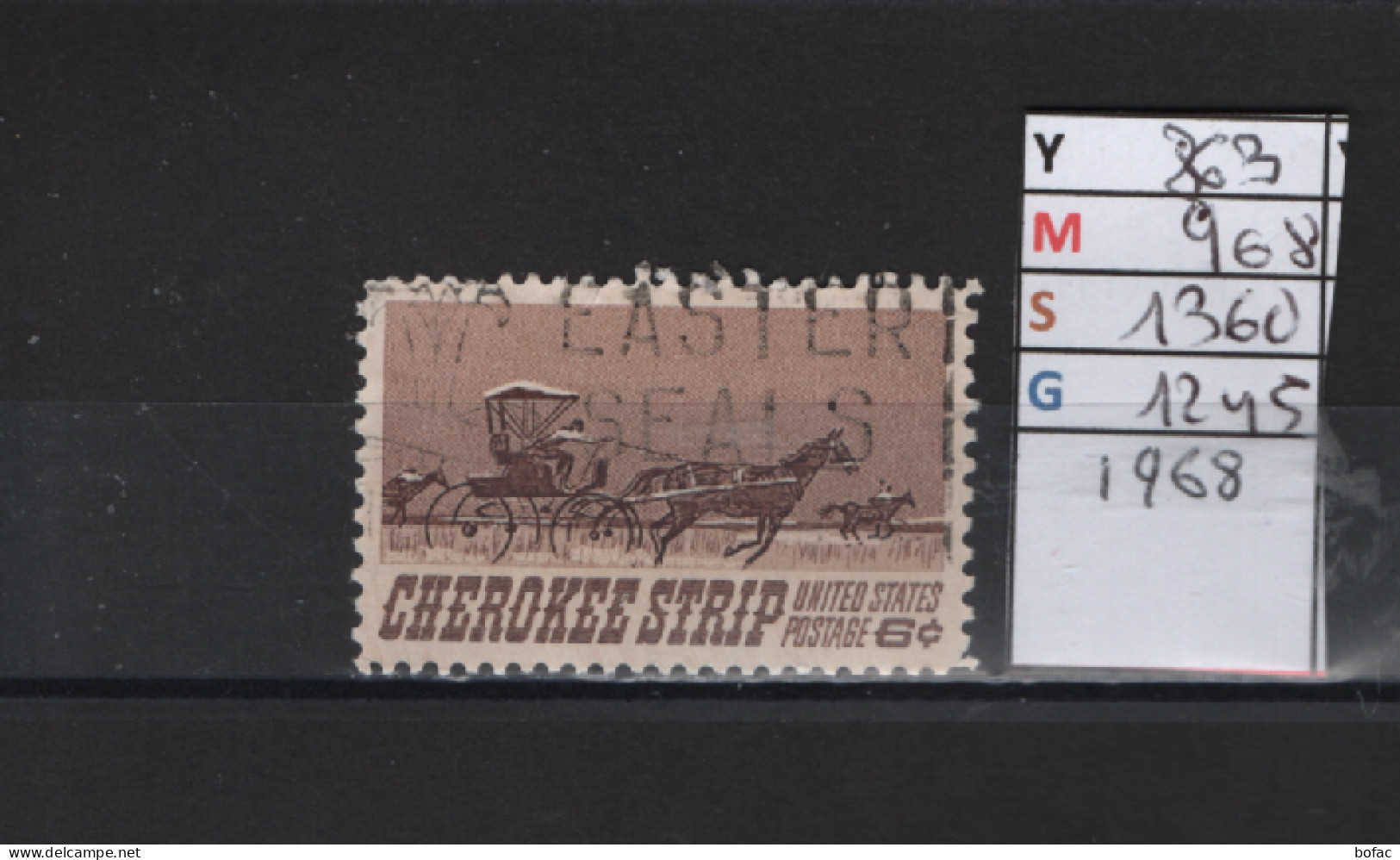PRIX FIXE Obl 863 YT 968 MIC 1360 SCO 1245 GIB Cherokee Départs Des Fermiers 1968  Etats Unis  58A/12 - Used Stamps