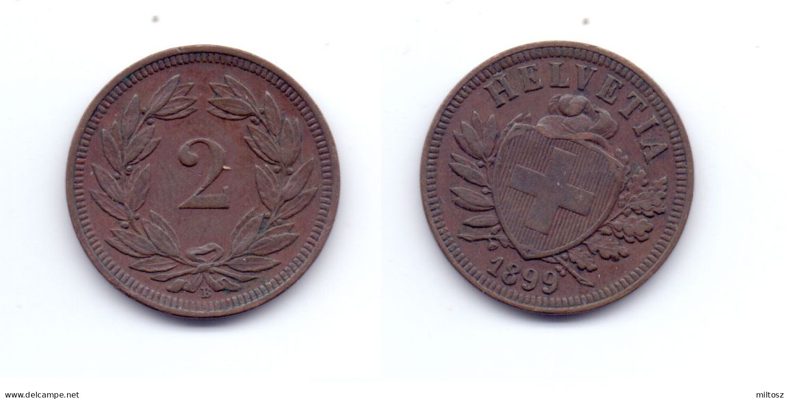 Switzerland 2 Rappen 1899 - 2 Centimes / Rappen