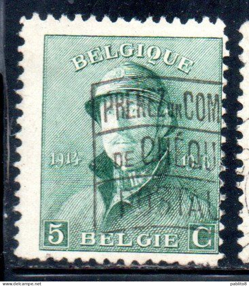 BELGIQUE BELGIE BELGIO BELGIUM 1919 KING ROI ALBERT I IN TRENCH HELMET 5c USED OBLITERE' USATO - 1918 Cruz Roja