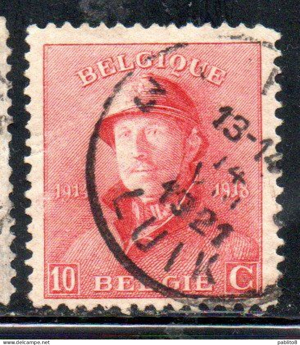 BELGIQUE BELGIE BELGIO BELGIUM 1919 KING ROI ALBERT I IN TRENCH HELMET 10c USED OBLITERE' USATO - 1918 Croix-Rouge