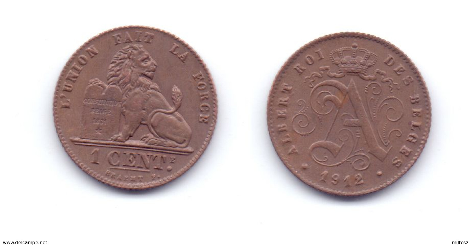 Belgium 1 Centime 1912 (French Legend) - 1 Cent