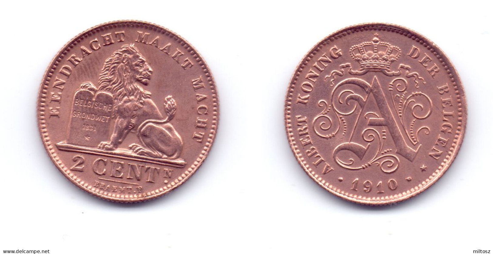 Belgium 2 Centimes 1910 (Dutch Legend) - 2 Cent