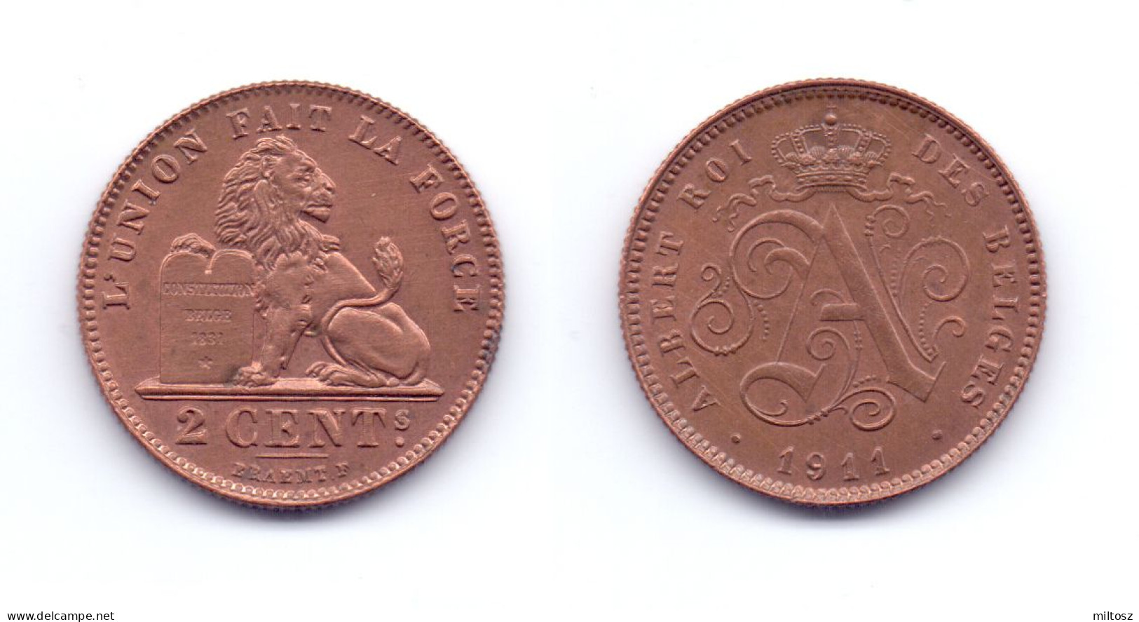 Belgium 2 Centimes 1911 (French Legend) - 2 Cent