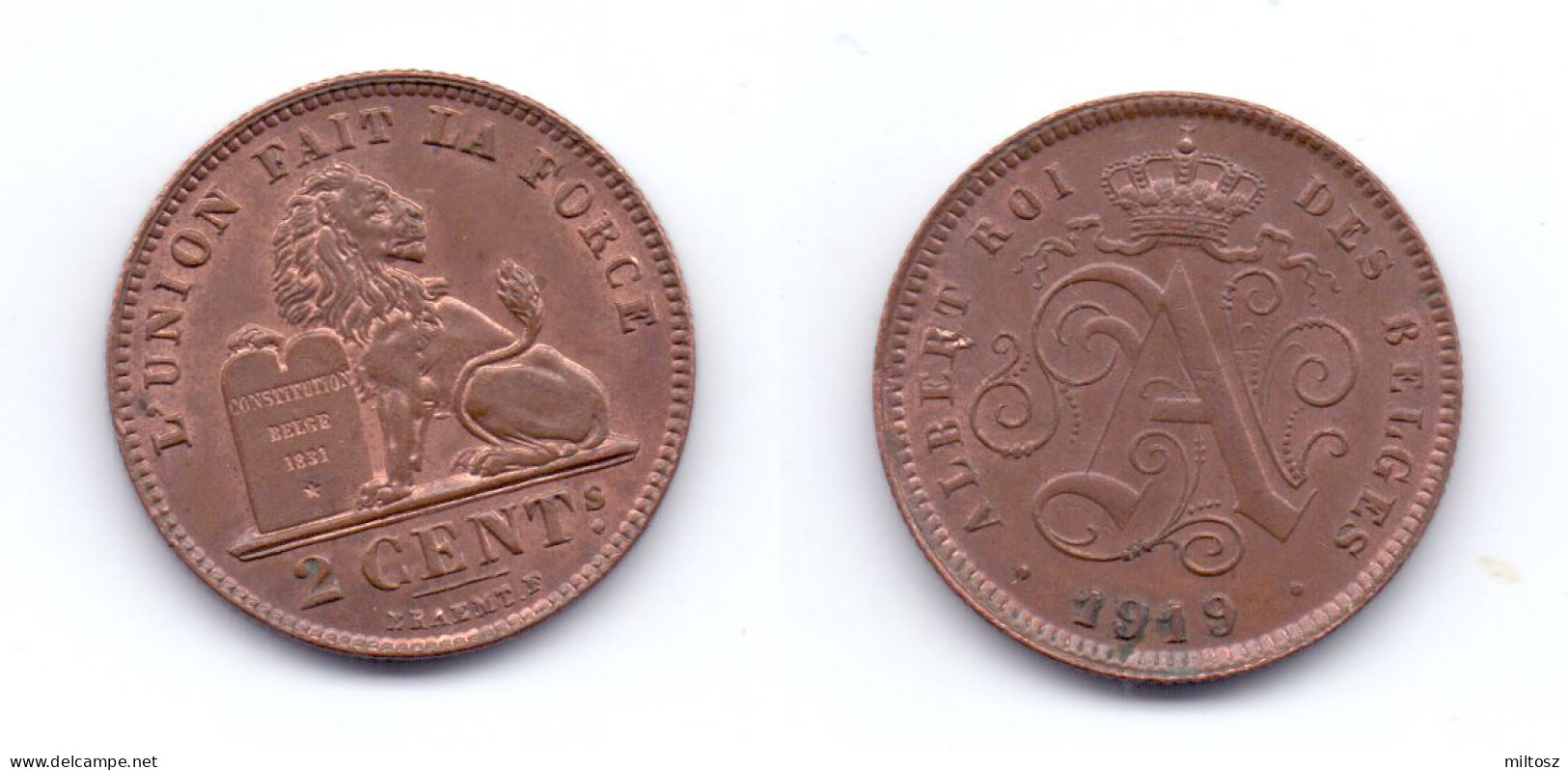 Belgium 2 Centimes 1919 (French Legend) - 2 Cents