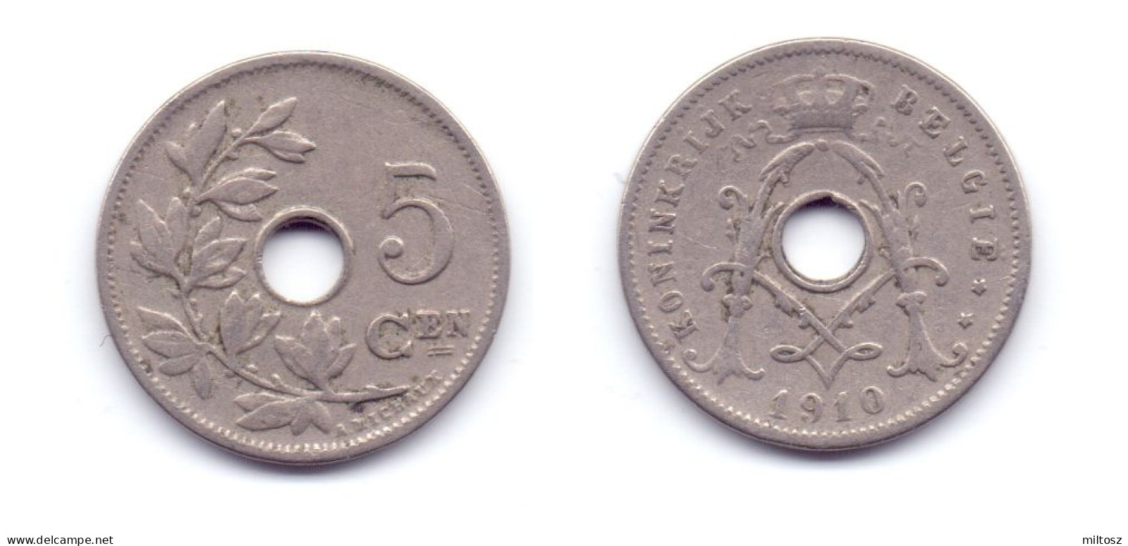 Belgium 5 Centimes 1910 (Dutch Legend) - 5 Cents