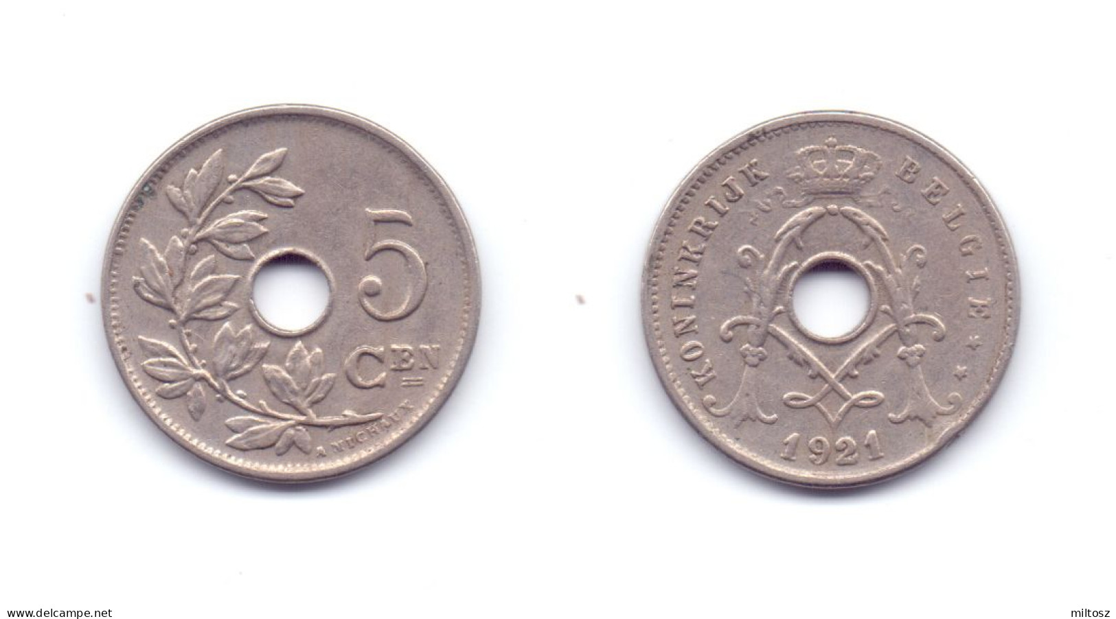 Belgium 5 Centimes 1921 Dutch Legend) - 5 Centimes