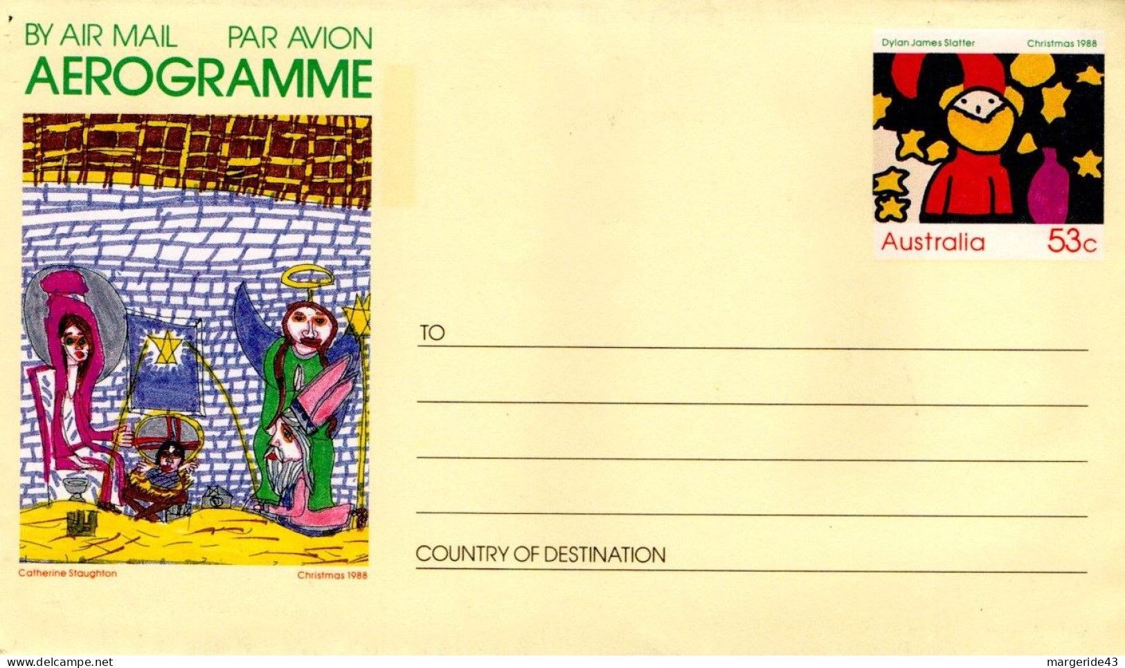 AUSTRALIE AEROGRAMME NEUF NOEL 1988 - Postal Stationery