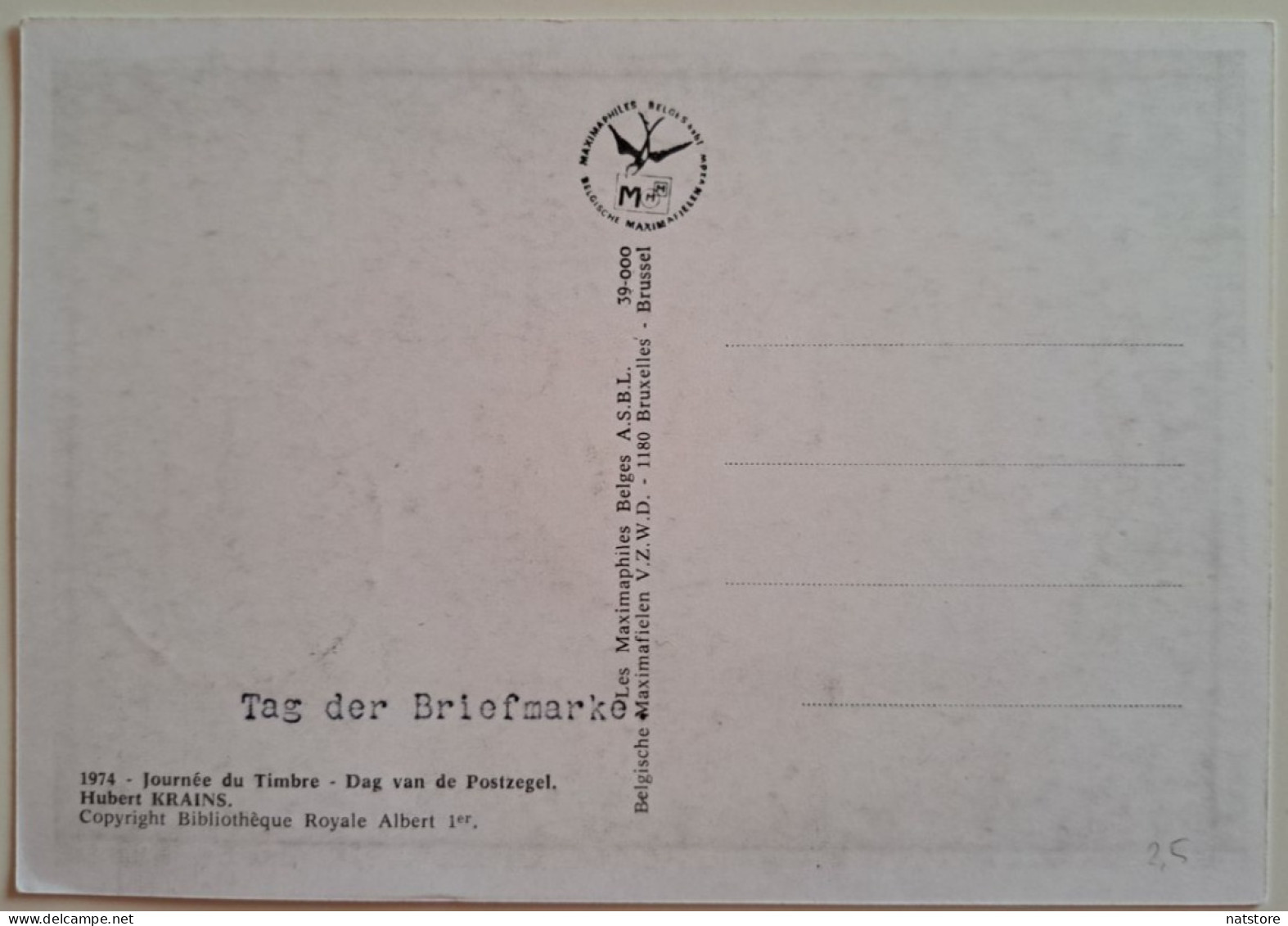 1974..BELGIUM.. MAXIMUM CARD..Day Of The Stamp - 1971-1980