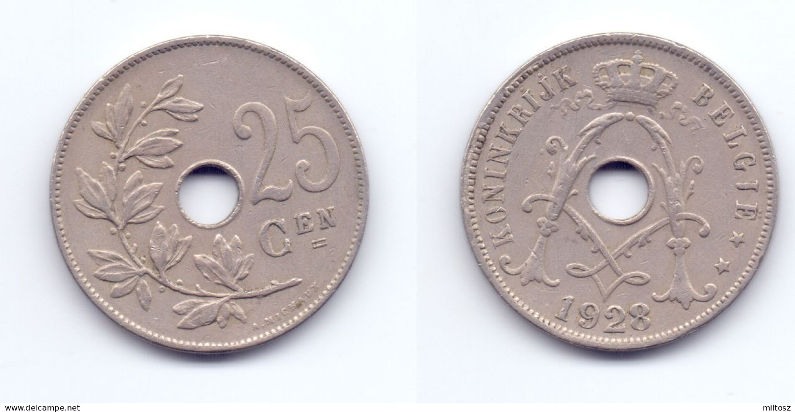 Belgium 25 Centimes 1928 (Dutch Legend) - 25 Cents