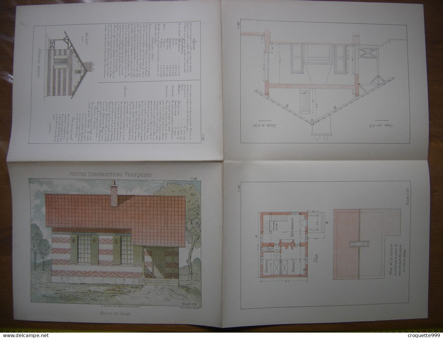 XXe Planche PETITES CONSTRUCTIONS FRANCAISES Maison De Garde Thezard - Architecture