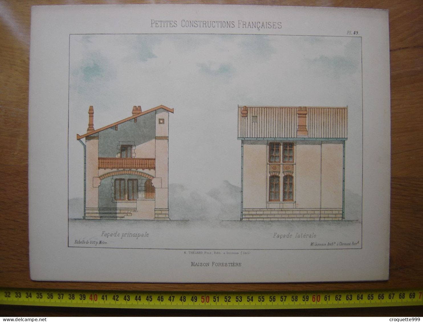 XXe Planche PETITES CONSTRUCTIONS FRANCAISES Maison Forestiere Thezard - Architectuur