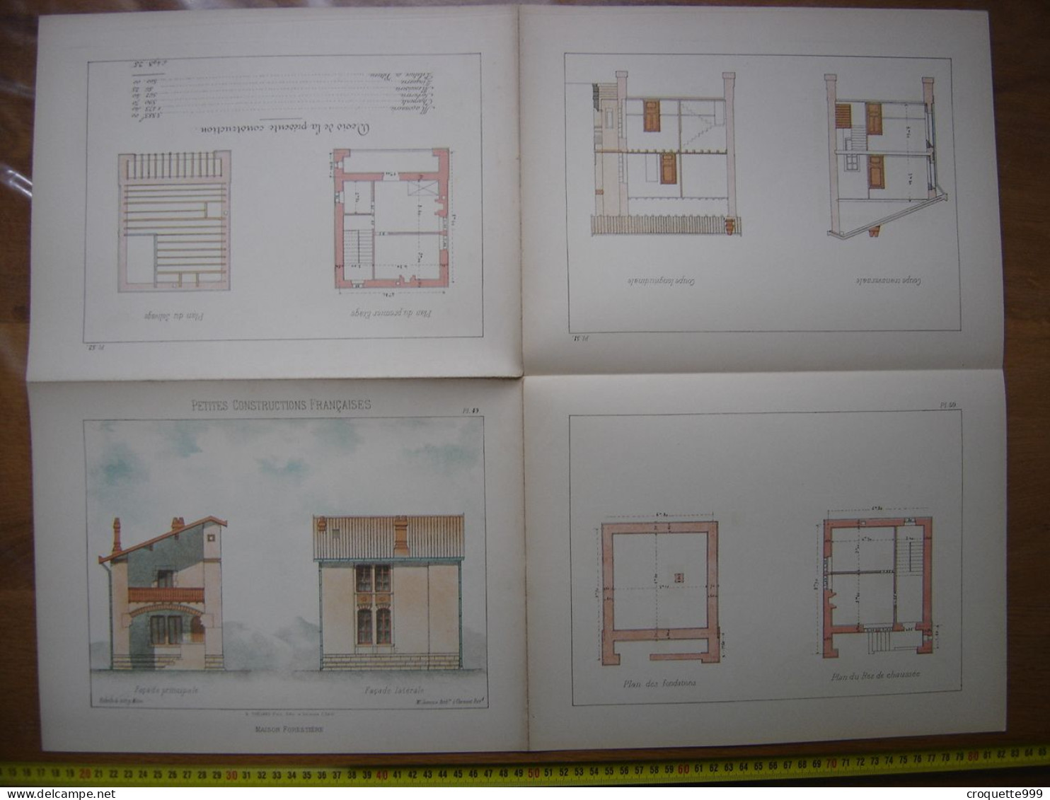 XXe Planche PETITES CONSTRUCTIONS FRANCAISES Maison Forestiere Thezard - Architectuur