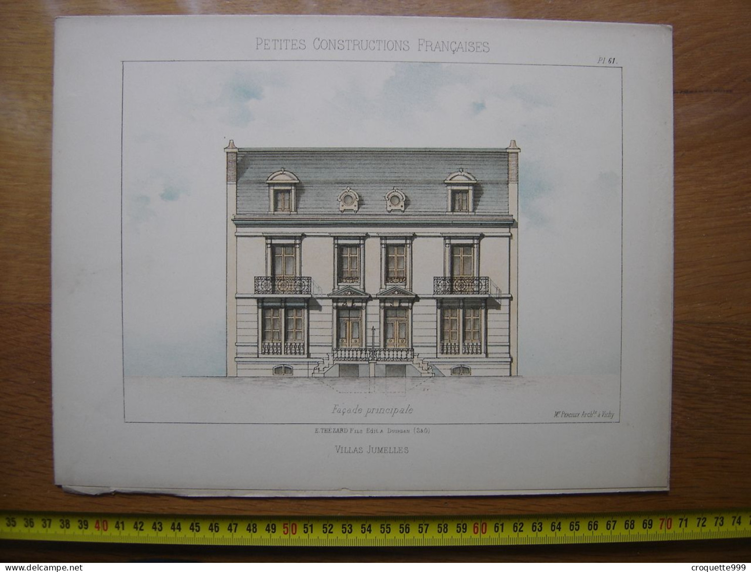 XXe Planche PETITES CONSTRUCTIONS FRANCAISES Villas Jumelees Thezard - Architektur