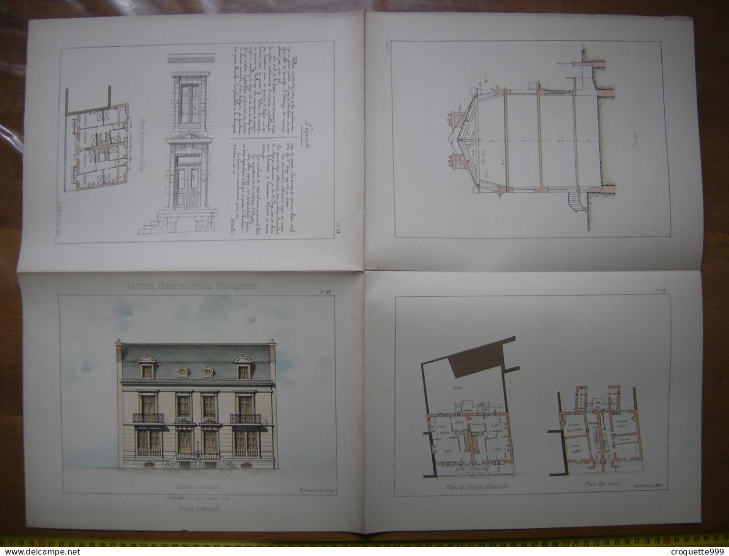 XXe Planche PETITES CONSTRUCTIONS FRANCAISES Villas Jumelees Thezard - Architecture