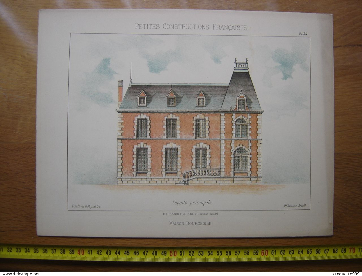 XXe Planche PETITES CONSTRUCTIONS FRANCAISES Maison Bourgeoise Thezard - Arquitectura