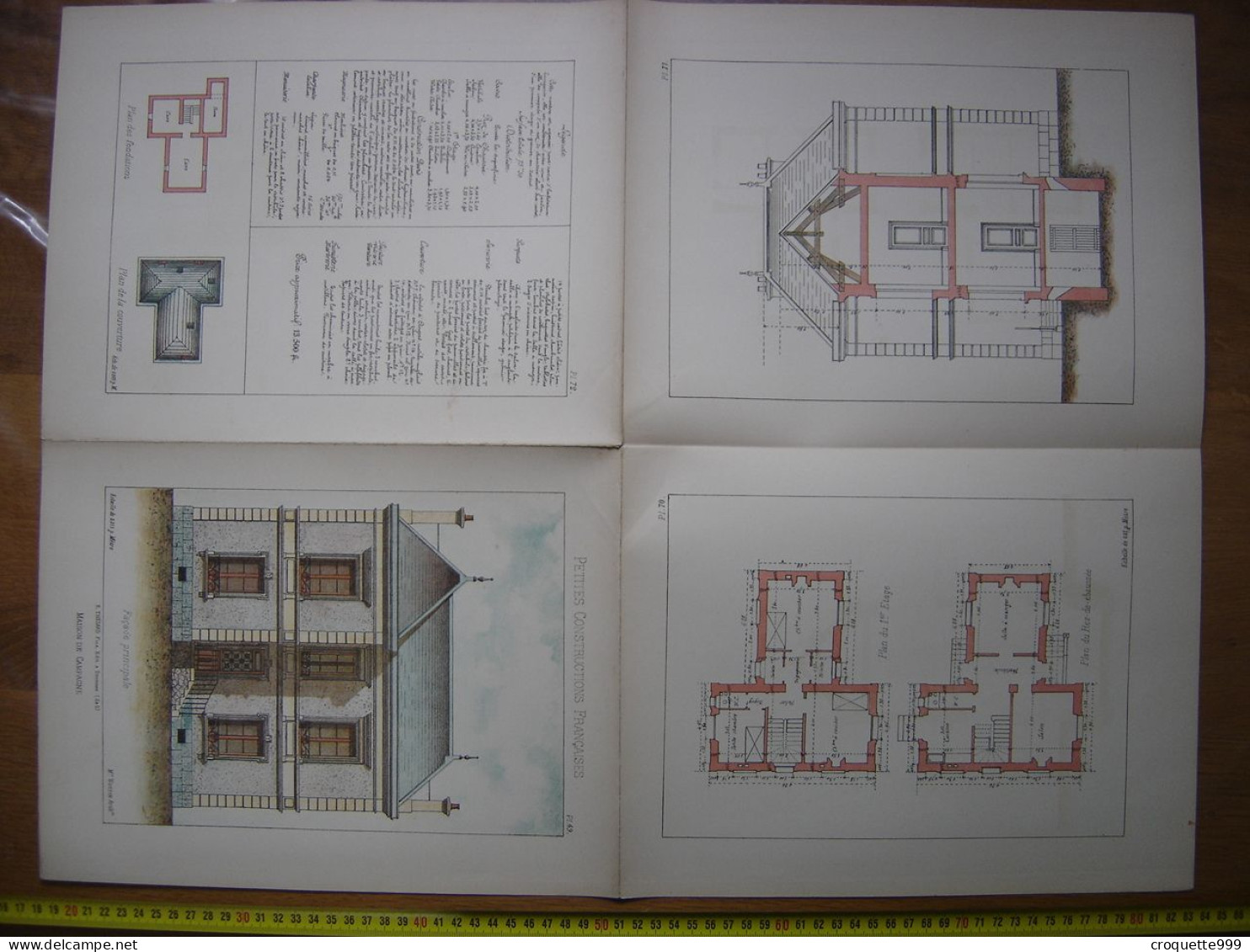 XXe Planche PETITES CONSTRUCTIONS FRANCAISES Maison De Campagne Thezard - Architektur