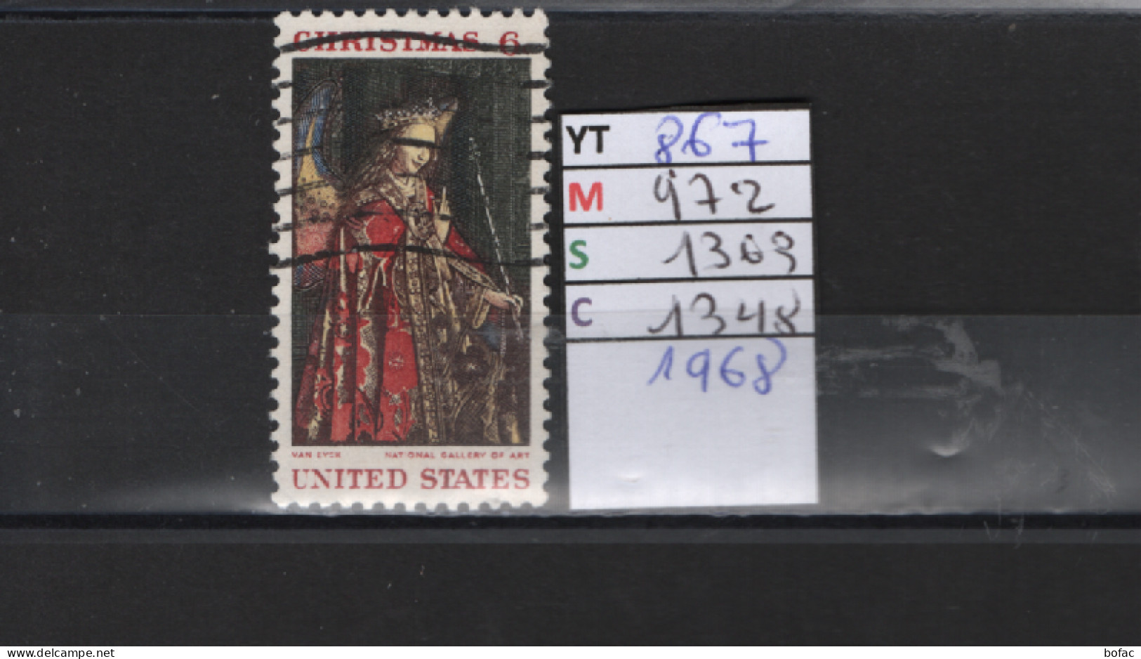 PRIX FIXE Obl 867 YT 972 MIC 1363 SCO 1348 GIB Christmas Van Eyck 1968 Etats Unis  58A/13 - Gebraucht